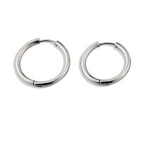 Boucle d'oreille en acier inoxydable Hoop, Acier inoxydable 304, acier inoxydable boucle d'oreille anneau, poli, pour femme, argent, Vendu par PC