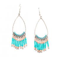 Fashion Fringe Earrings, Zinc Alloy, with Seedbead, fashion jewelry & for woman, blue 