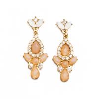 Zinc Alloy Rhinestone Drop Earring, fashion jewelry & for woman & with rhinestone, white 