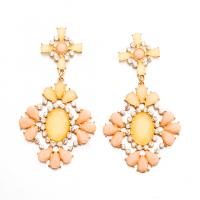 Zinc Alloy Rhinestone Drop Earring, fashion jewelry & for woman & with rhinestone, multi-colored 