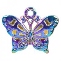 Zinc Alloy Animal Pendants, Butterfly, colorful plated, Unisex Approx 19.69 Inch 