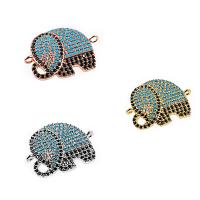 Cubic Zirconia Micro Pave Brass Connector, Elephant, plated, DIY & micro pave cubic zirconia 