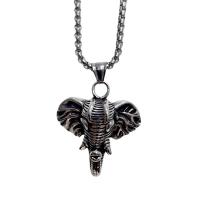 Stainless Steel Jewelry Necklace, 304 Stainless Steel, Elephant, Vacuum Ion Plating, fashion jewelry & polished & Unisex & blacken, original color 