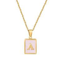 Stainless Steel Jewelry Necklace, 304 Stainless Steel, with 2inch extender chain, Rectangle, Vacuum Ion Plating, fashion jewelry & with letter pattern & for woman, golden Approx 17.71 Inch 