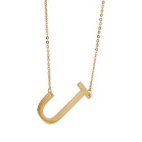 Stainless Steel Jewelry Necklace, 304 Stainless Steel, Alphabet Letter, 18K gold plated & fashion jewelry & for woman, golden, 40mm,2mm Approx 17.71 Inch 