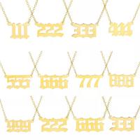 Stainless Steel Jewelry Necklace, 304 Stainless Steel, with 1.97inch extender chain, Number, 18K gold plated & fashion jewelry & for woman, golden Approx 15.75 Inch 