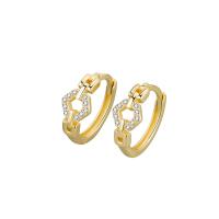 Cubic Zirconia Micro Pave Brass Earring, Round, plated, fashion jewelry & micro pave cubic zirconia & for woman 