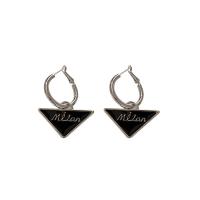 Huggie Hoop Drop Earring, Zinc Alloy, Triangle, platinum color plated, for woman & enamel 