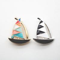 Zinc Alloy Jewelry Brooch, Sail Boat, plated, Unisex & enamel & with rhinestone 