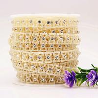 Beaded Garland Trim & Strand, ABS Plastic Pearl, with plastic spool & Rhinestone, DIY 13mm, Approx 