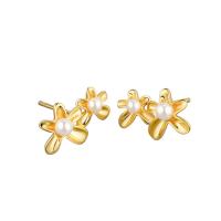 Brass Stud Earring, Flower, plated, fashion jewelry & for woman 