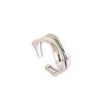 Argent sterling 925 Cuff Bague, Plaqué de couleur d'argent, Réglable & pour femme, 16.5mm, Vendu par PC