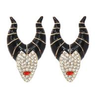 Zinc Alloy Stud Earring, fashion jewelry & for woman & enamel & with rhinestone 