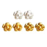 Brass Stud Earring, Flower, plated, fashion jewelry & for woman 