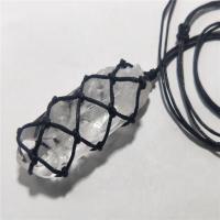 Clear Quartz Pendant, with Wax Cord, white, 3-5cm 