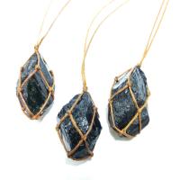 Schorl Pendant, with Wax Cord, black, 25-35mm 