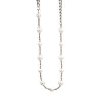 Collar de perlas de plástico, aleación de zinc, con Perlas plásticas, chapado en color de plata, unisexo, más colores para la opción, longitud:aproximado 50 cm, aproximado 10PCs/Bolsa, Vendido por Bolsa