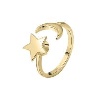 Messing Manschette Fingerring, Mond und Sterne, plattiert, für Frau, keine, 10.5mm, verkauft von PC