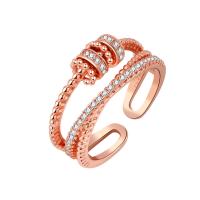 laiton Cuff Bague, Placage, pavé de micro zircon & pour femme, plus de couleurs à choisir, 7mm, Vendu par PC