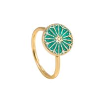 Brass Finger Ring, gold color plated, Adjustable & rotatable & micro pave cubic zirconia & for woman, green, 18mm 