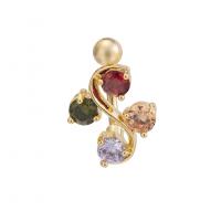 laiton anneau de ventre, avec zircon cubique, Placage de couleur d'or, pour femme & facettes, multicolore Vendu par PC