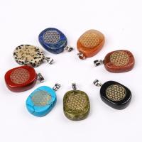 Gemstone Zinc Alloy Pendants, with Zinc Alloy, irregular, silver color plated 