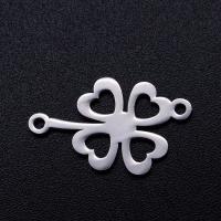 Stainless Steel Charm Connector, 201 Stainless Steel, Four Leaf Clover, Vacuum Ion Plating, fashion jewelry & polished & DIY & Unisex 