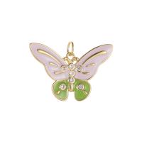 Cubic Zirconia Micro Pave Brass Pendant, Butterfly, plated, DIY & micro pave cubic zirconia & enamel 