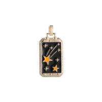 Enamel Brass Pendants, Rectangle, gold color plated, DIY 