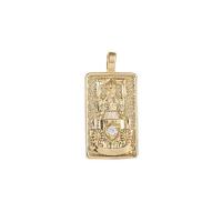 Cubic Zirconia Micro Pave Brass Pendant, Rectangle, gold color plated, DIY & micro pave cubic zirconia 