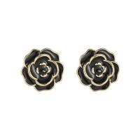 Brass Stud Earring, Flower, plated, fashion jewelry & for woman & enamel 