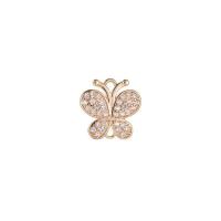 Cubic Zirconia Micro Pave Brass Connector, Butterfly, gold color plated, DIY & micro pave cubic zirconia & 1/1 loop 