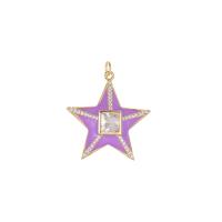 Cubic Zirconia Micro Pave Brass Pendant, Star, plated, DIY & micro pave cubic zirconia & enamel 