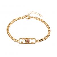 Cubic Zirconia Micro Pave Brass Bracelet, gold color plated, micro pave cubic zirconia & for woman Approx 7.08 Inch 