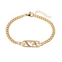 Cubic Zirconia Micro Pave Brass Bracelet, gold color plated, micro pave cubic zirconia & for woman Approx 7.08 Inch 