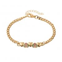 Cubic Zirconia Micro Pave Brass Bracelet, gold color plated, micro pave cubic zirconia & for woman Approx 7.08 Inch 