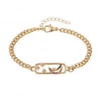 Cubic Zirconia Micro Pave Brass Bracelet, gold color plated, micro pave cubic zirconia & for woman Approx 7.08 Inch 