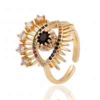 Cubic Zirconia Micro Pave Brass Finger Ring, Eye, gold color plated, Adjustable & micro pave cubic zirconia & for woman 