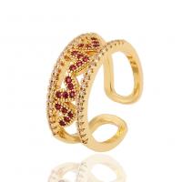 Brass Cuff Finger Ring, gold color plated, Adjustable & micro pave cubic zirconia & for woman 