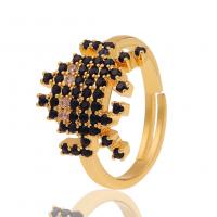 Cubic Zirconia Micro Pave Brass Finger Ring, gold color plated, Adjustable & micro pave cubic zirconia & for woman 