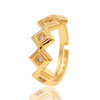 Cubic Zirconia Micro Pave Brass Finger Ring, gold color plated, Adjustable & micro pave cubic zirconia & for woman 