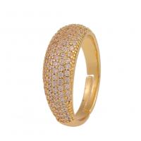 Cubic Zirconia Micro Pave Brass Finger Ring, gold color plated, Adjustable & micro pave cubic zirconia & for woman 18mm 