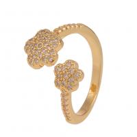 Brass Cuff Finger Ring, gold color plated, Adjustable & micro pave cubic zirconia & for woman 20mm 