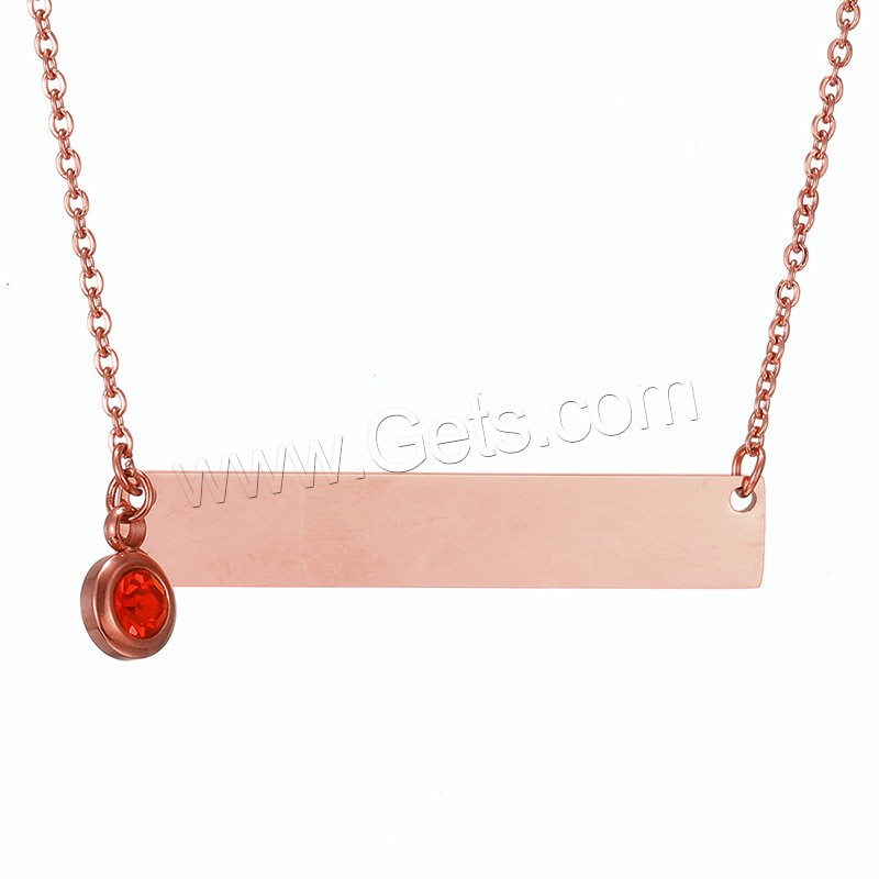 Edelstahl Schmuck Halskette, 304 Edelstahl, mit Verlängerungskettchen von 1.97inch, Vakuum-Ionen-Beschichtung, Jeder benutzerdefinierte Text muss weniger als zehn Buchstaben sein & Modeschmuck & unisex & Micro pave Zirkonia, keine, Länge:ca. 17.72 ZollInch, verkauft von PC