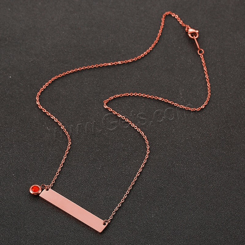 Edelstahl Schmuck Halskette, 304 Edelstahl, mit Verlängerungskettchen von 1.97inch, Vakuum-Ionen-Beschichtung, Jeder benutzerdefinierte Text muss weniger als zehn Buchstaben sein & Modeschmuck & unisex & Micro pave Zirkonia, keine, Länge:ca. 17.72 ZollInch, verkauft von PC