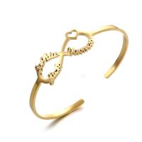 pulsera brazalete de acero inoxidable, acero inoxidable 304, Recubrimiento iónico al vacío, Cada texto personalizado debe tener menos de 10 letras & Joyería & unisexo, más colores para la opción, diámetro interior:aproximado 100mm, Vendido por UD