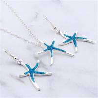 Fashion Zinc Alloy Jewelry Sets, pendant & earring, with Artificial Opal, zinc alloy earring hook, real silver plated, for woman, mixed colors, 20-35mm 