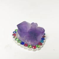 Pendentif Améthyste Février Birthstone, avec alliage de zinc, coeur, Placage de couleur platine, pour femme & avec strass, violet Vendu par PC