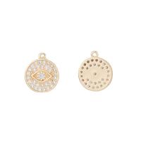 Cubic Zirconia Micro Pave Brass Pendant, Round, gold color plated, DIY & micro pave cubic zirconia, golden 