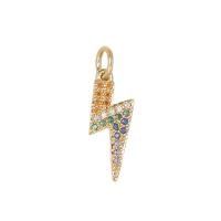 Cubic Zirconia Micro Pave Brass Pendant, Lightning Symbol, plated, DIY & micro pave cubic zirconia 